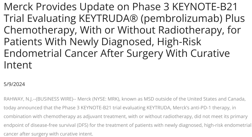 Keytruda联合化疗辅助治疗高危子宫内膜癌III期研究未达主要终点医药新闻-ByDrug-一站式医药资源共享中心-医药魔方